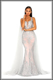 Lydia Silver & Nude Prom Dress