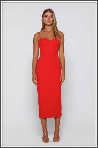 Penny Midi Dress by Elle Zeitoune in Red