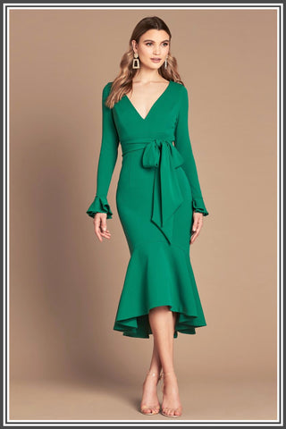 Soho Midi Dress in Emerald by Love 