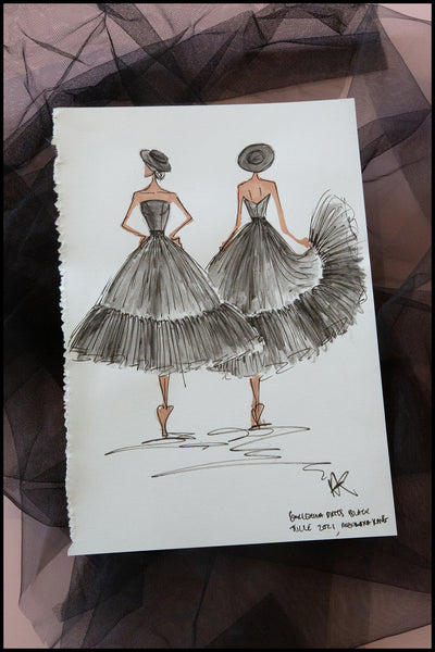 ballerina dress sketch by alexandra king 