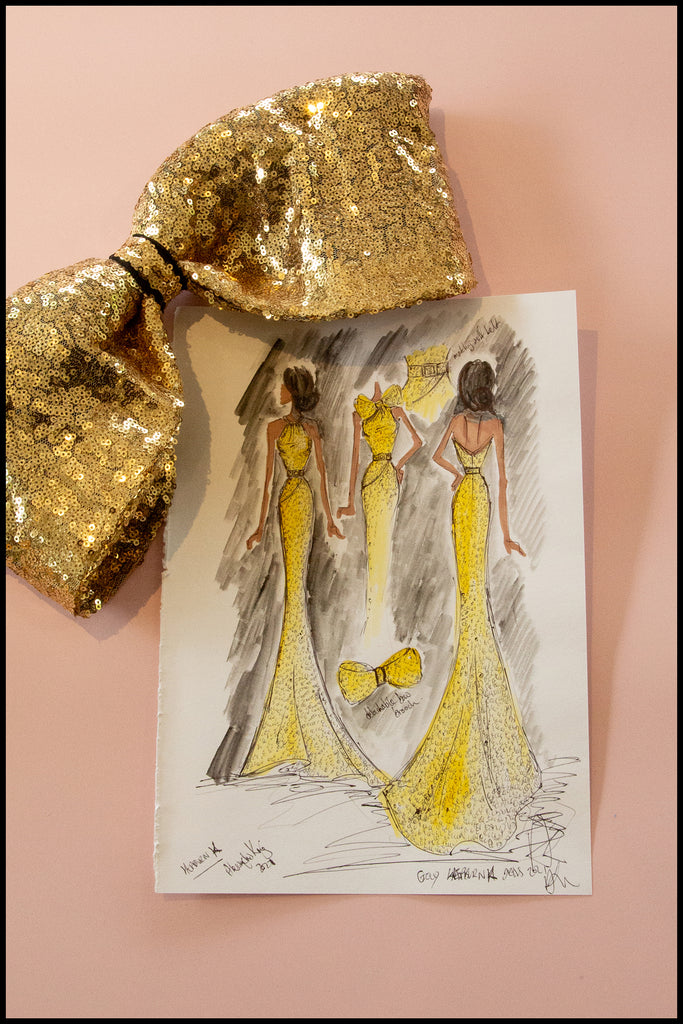 fashion sketch of gold sequin dress alexandra king 