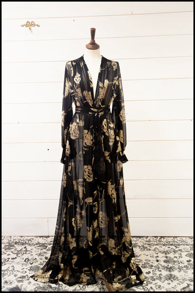 alexandra king for deadly is the female a/w 2021 gold floral gown