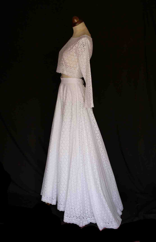 broderie anglaise white cotton two piece boho wedding dress by alexandra king