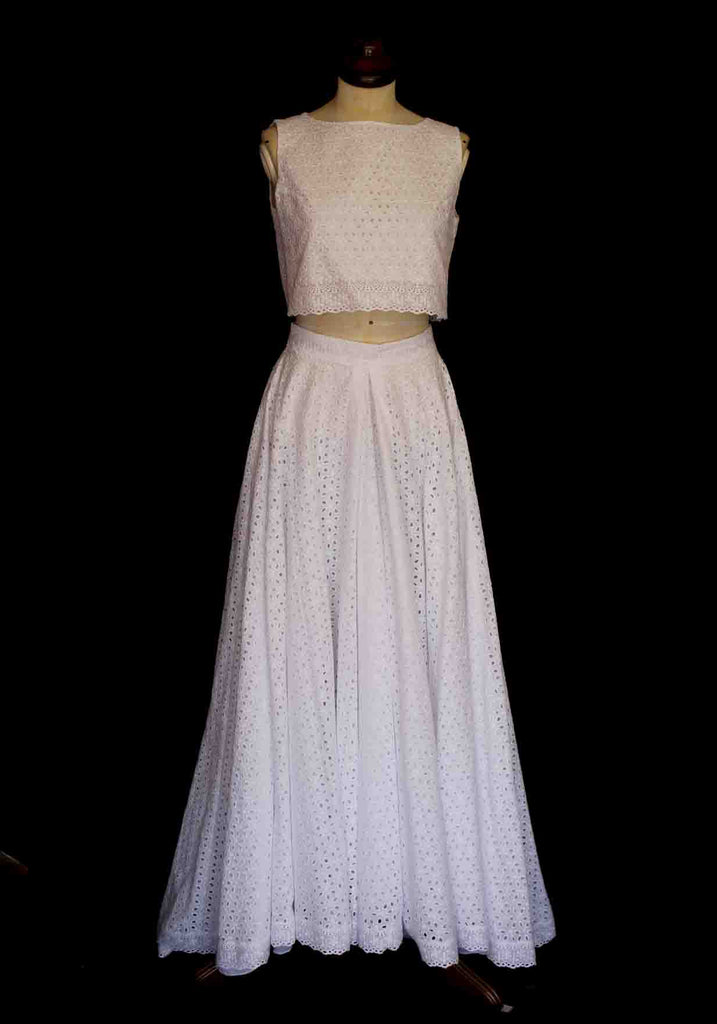 broderie anglaise white cotton two piece boho wedding dress by alexandra king