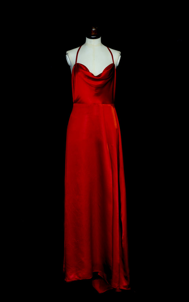red satin old hollywood gown alexandra king 