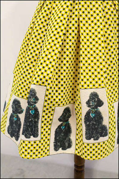 1950s poodle print illustrated John Wolfe textile skirt Alexandra King