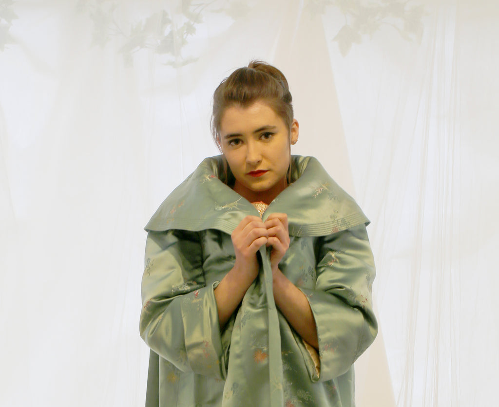 vintage 1950s green silk opera coat alexandra king