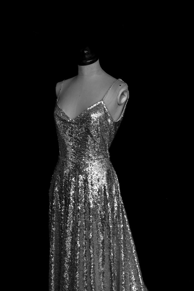 silver sequin wedding dress by alexandra king