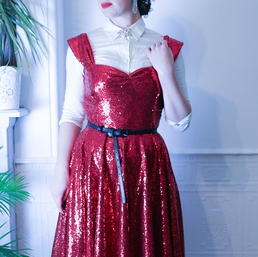 red sequin scarlett dress alexandra king x deadly is the female