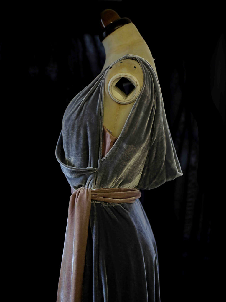 silk velvet bias cut gown by alexandra king