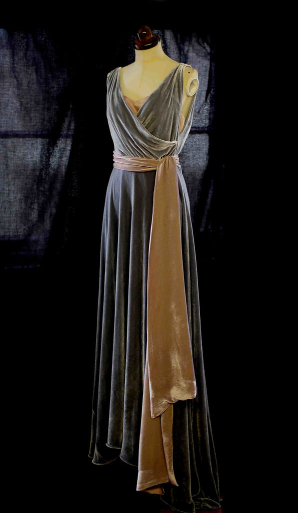 silk velvet bias cut gown by alexandra king