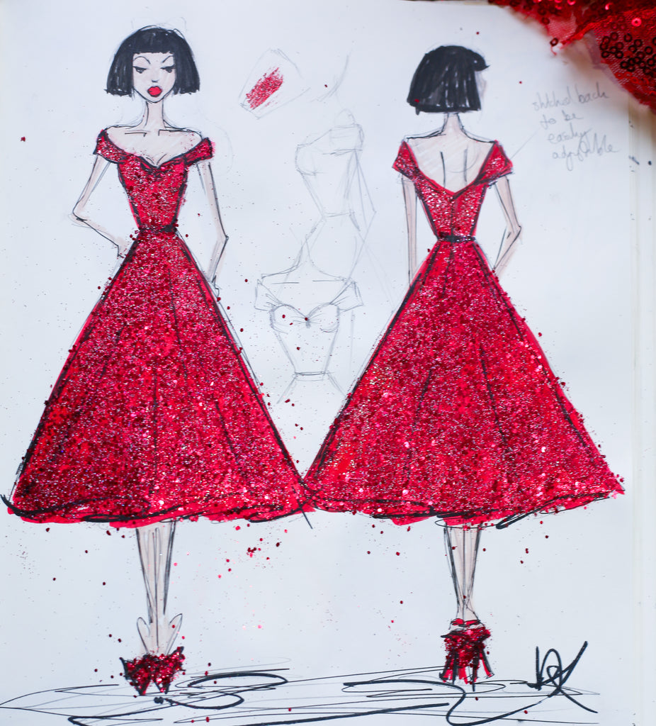 sequin dress sketch alexandra king deadly is the female