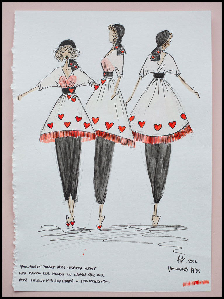 Sketch of 1910s inspired ensemble by Alexandra King Fashion Designer Drawing