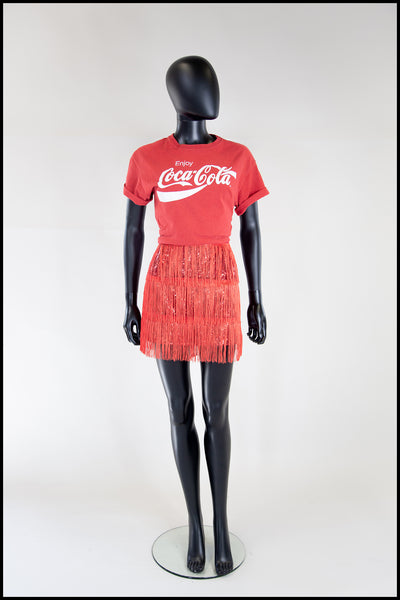 vintage coca cola t shirt red tasselled sequin mini skirt alexandra king
