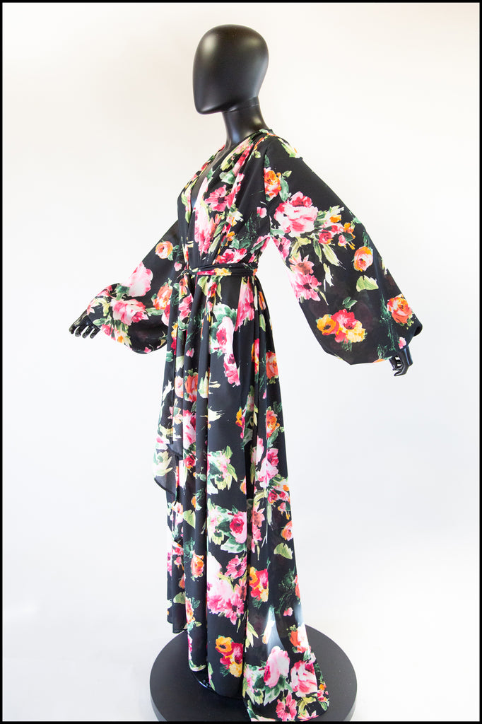 floral print crepe 1930s style gown Alexandra King for Deadly is the Female