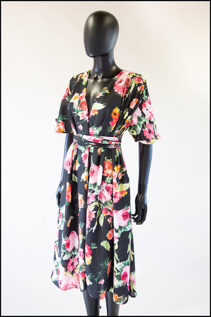 painted floral print tea dress Alexandra King for Deadly is the Female