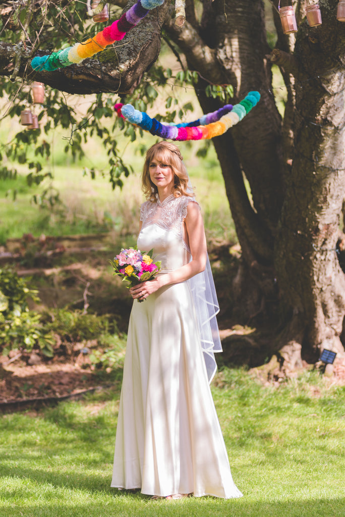 bespoke satin wedding dress by alexandra king