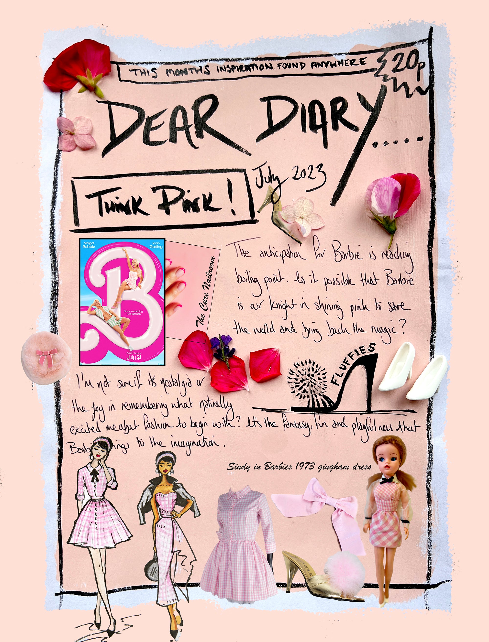 Alexandra King July 2023 Newsletter Zine Sketchbook - Barbie