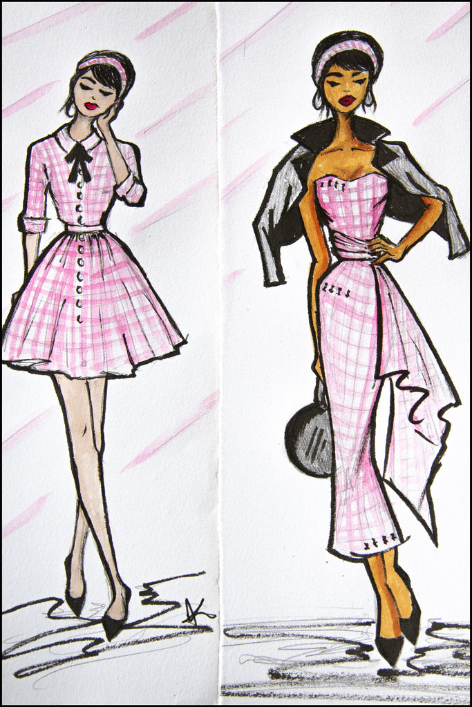 illustration of the pink gingham dresses Alexandra King