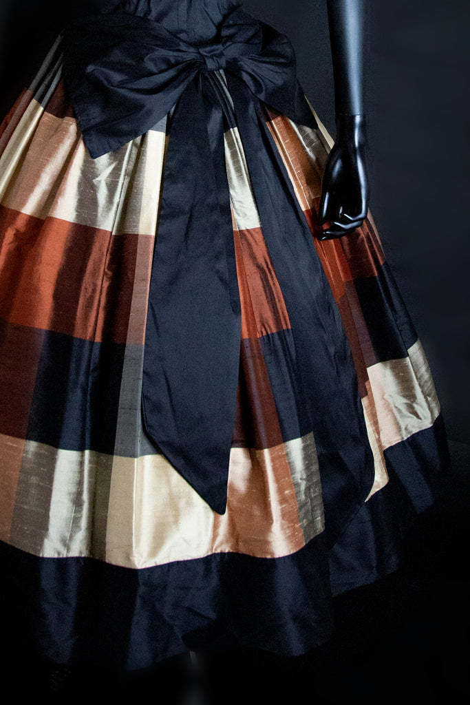 silk ballgown dress Autumn browns Alexandra King Couture Dress Designer
