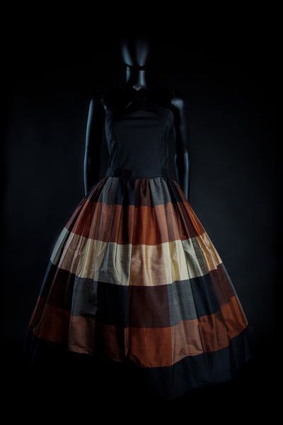 silk ballgown dress Autumn browns Alexandra King Couture Dress Designer