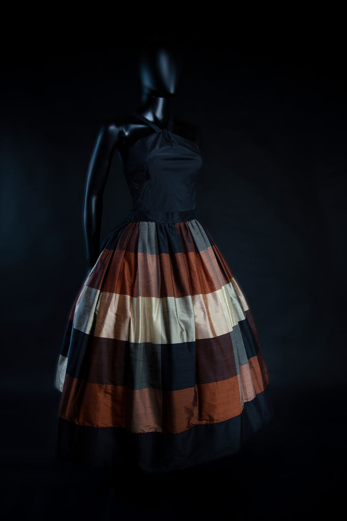 silk ballgown dress Autumn browns Alexandra King Couture Dress Designer