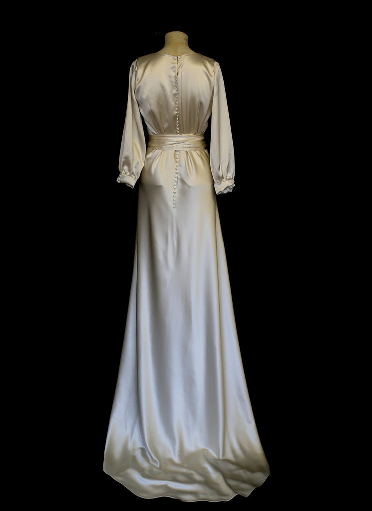 1930s Old Hollywood Style Satin Wedding Dress – ALEXANDRAKING