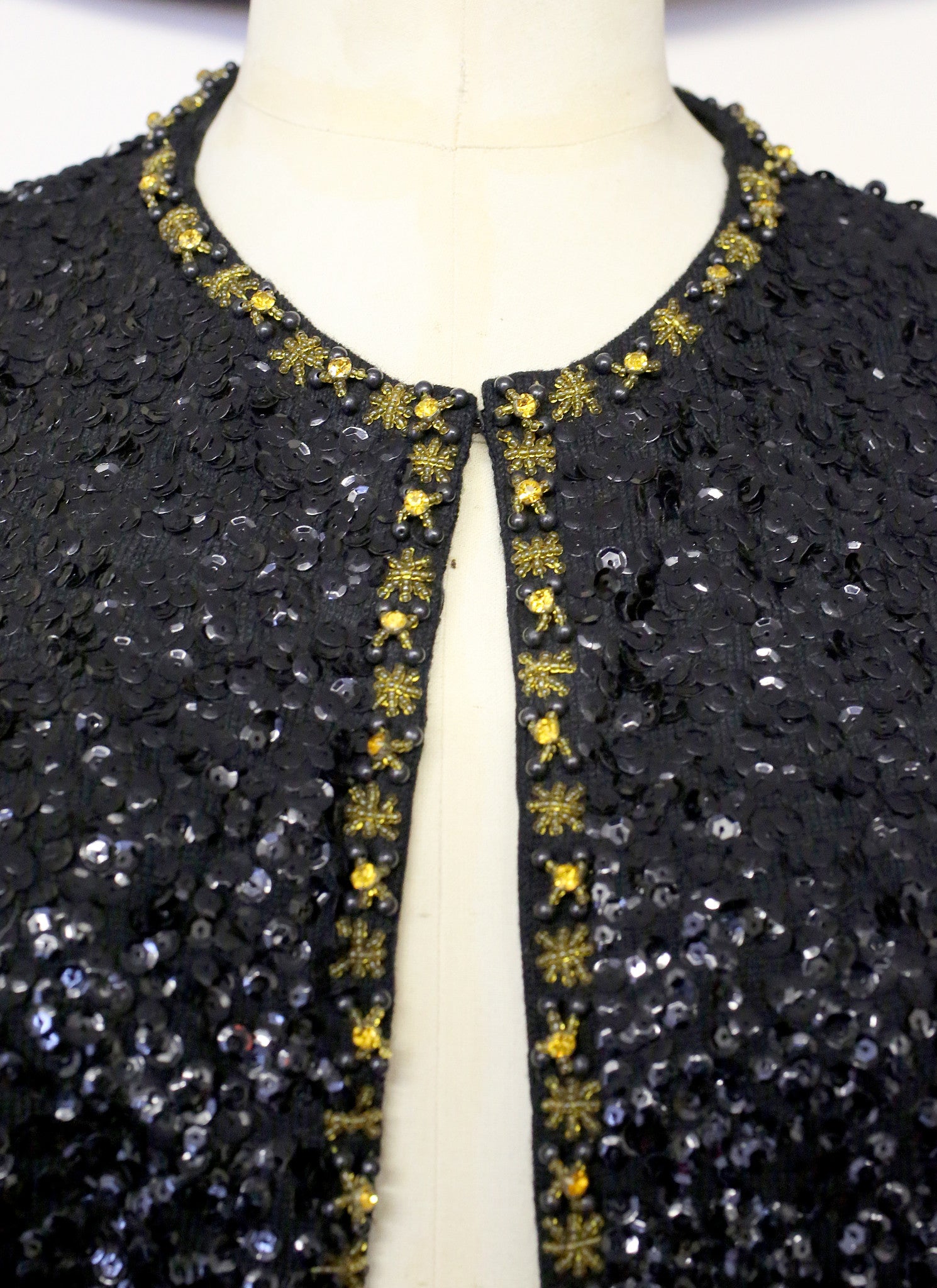 black and gold sequin cardigan