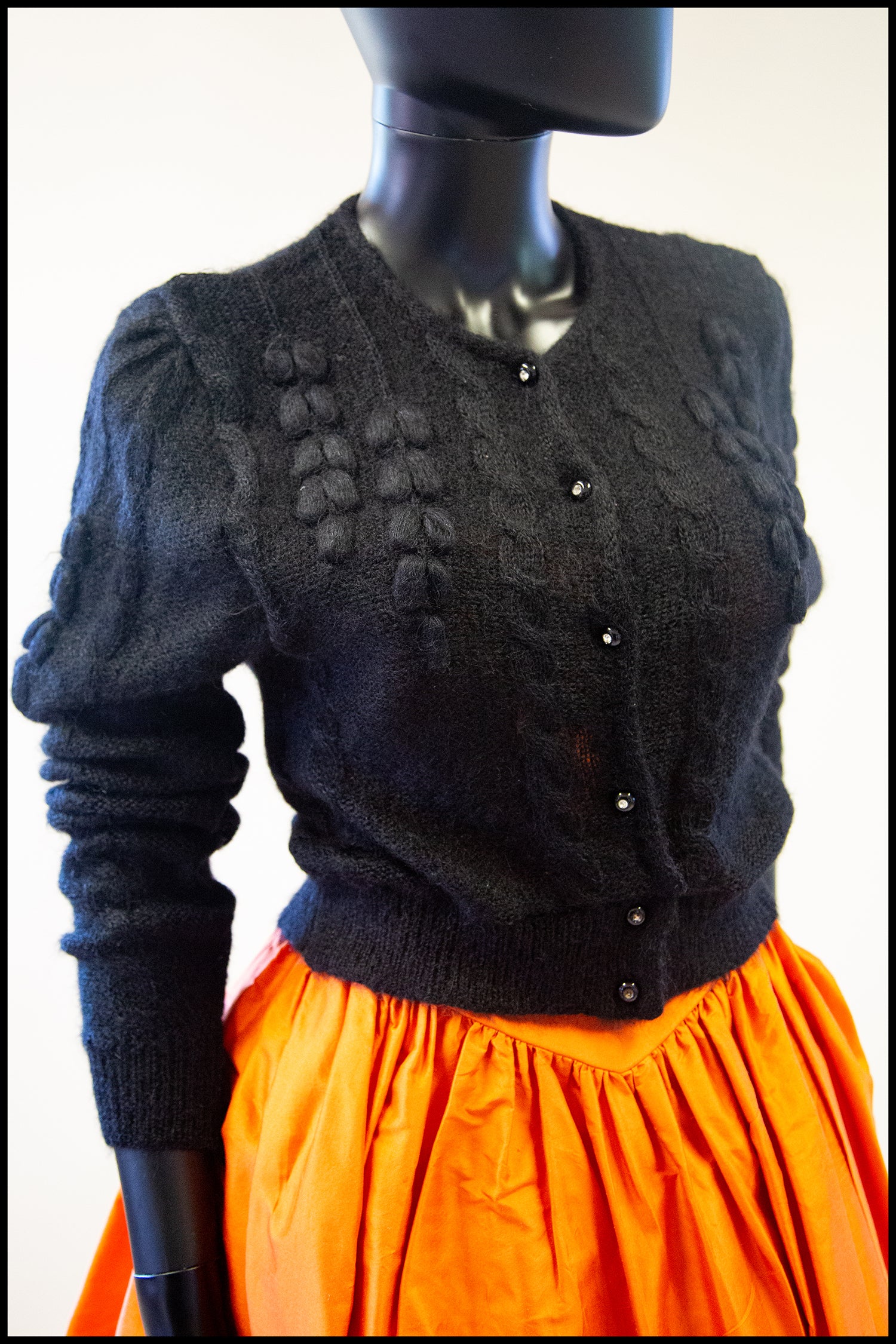 Vintage 1980s Black Mohair Hand Knit Cardigan – ALEXANDRAKING