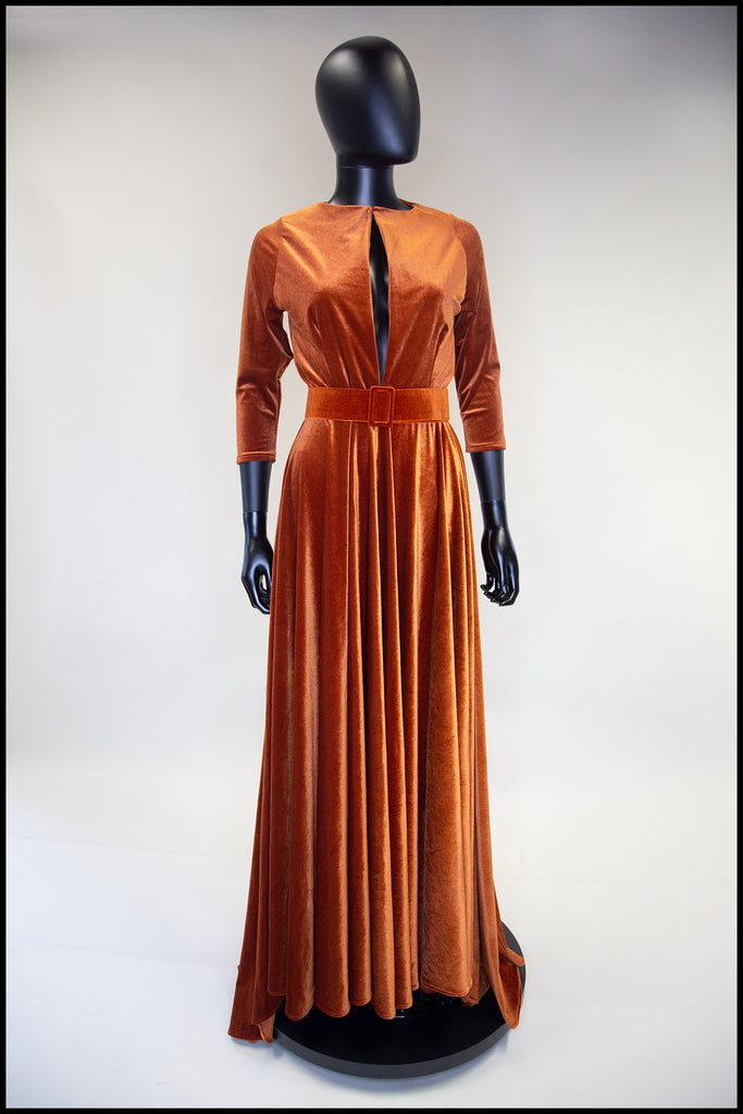 orange velvet gown alexandra king 