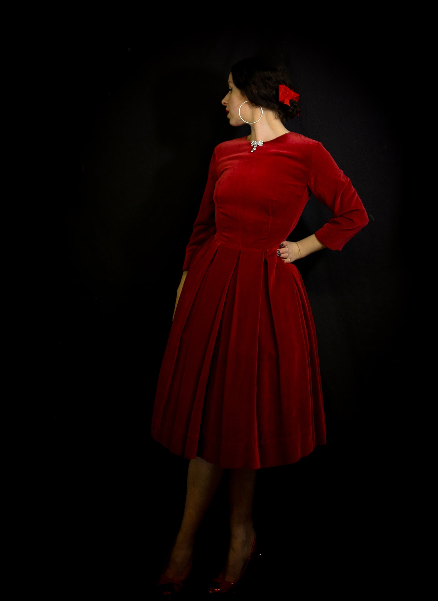 cranberry velvet dress