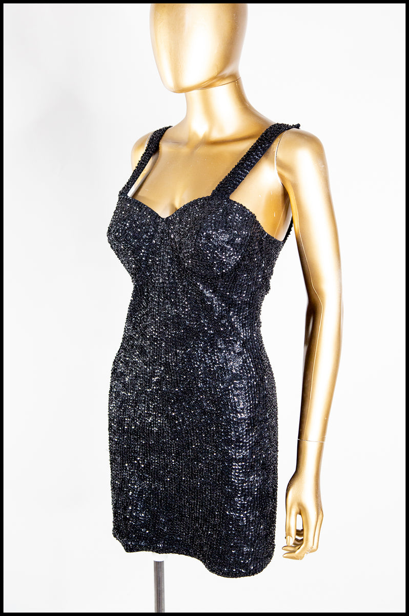 Vintage 1980s Black Sequin Mini Dress – ALEXANDRAKING