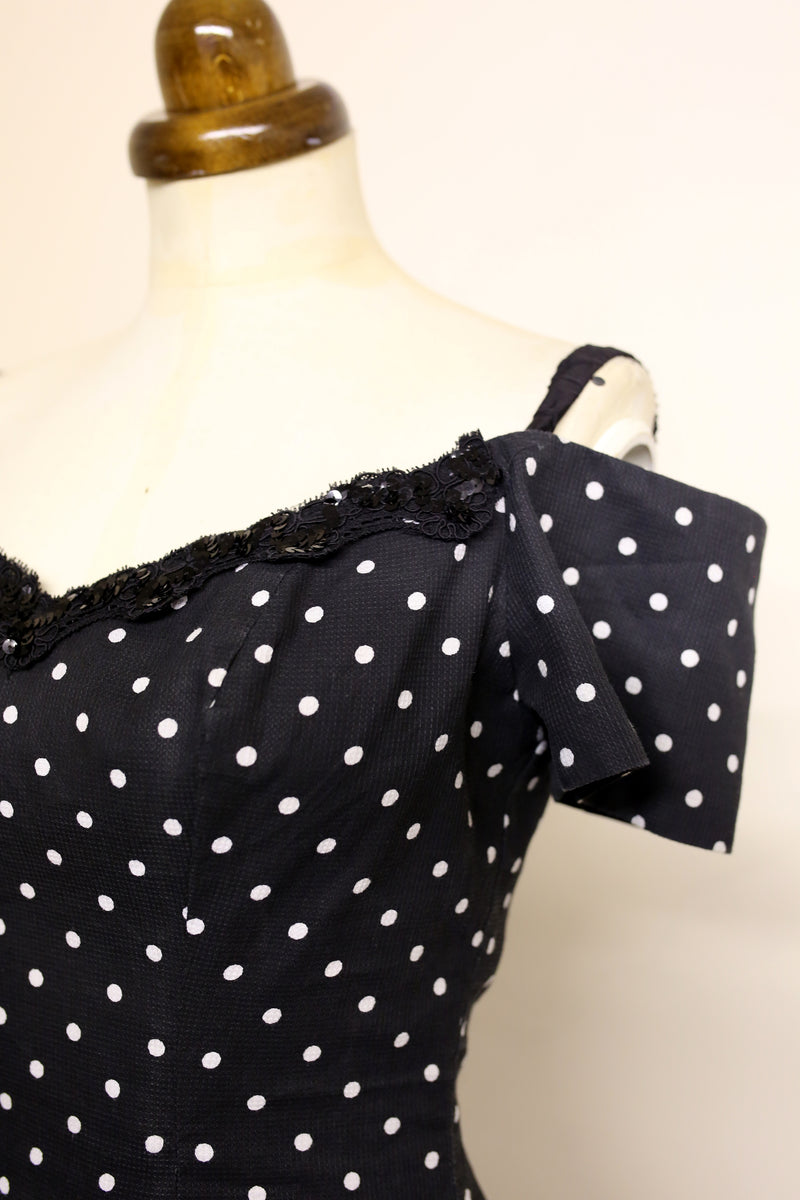 Vintage 1980s Black Polkadot Mini Dress – ALEXANDRAKING