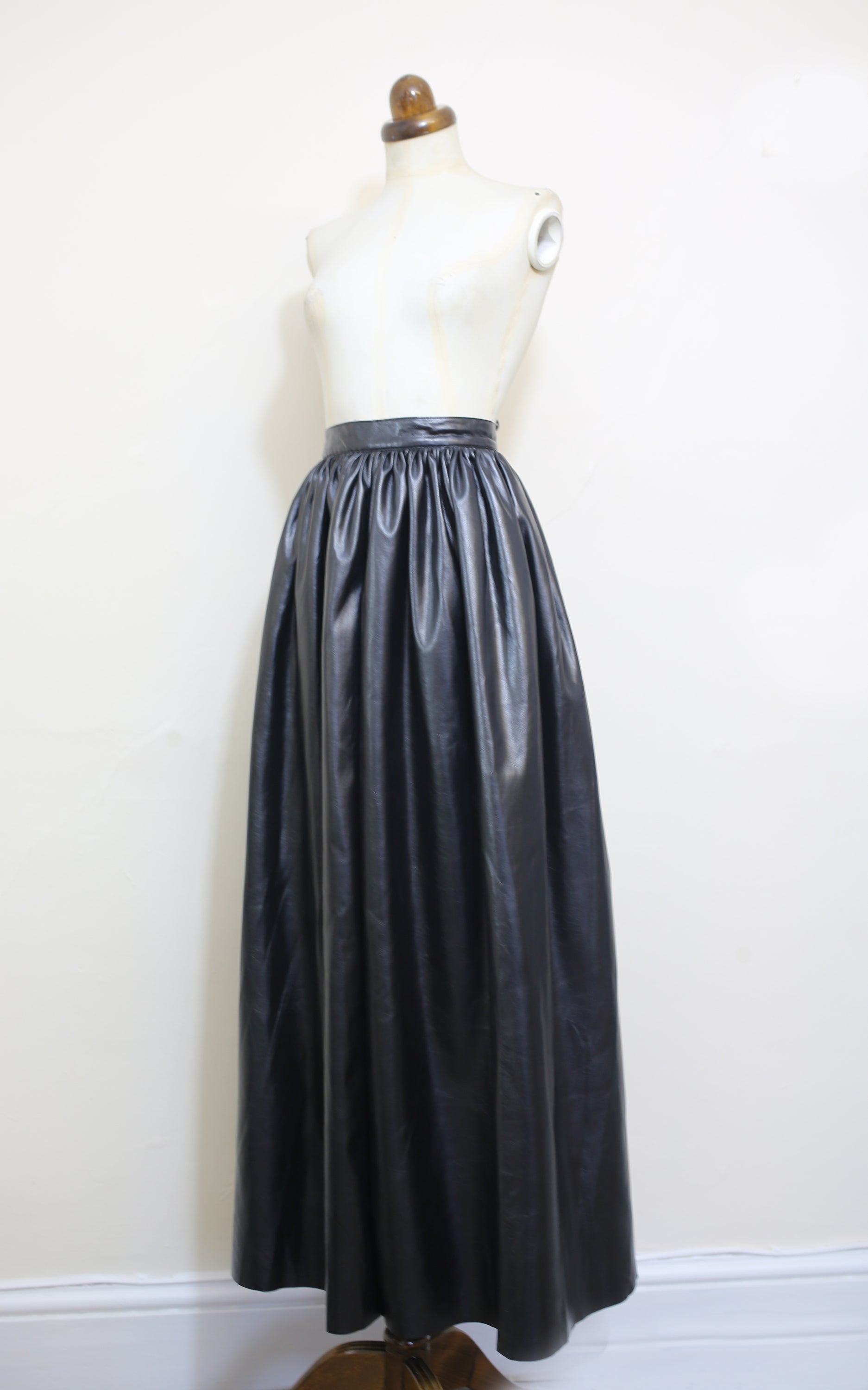 Vintage 1980s Black Faux Leather Maxi 