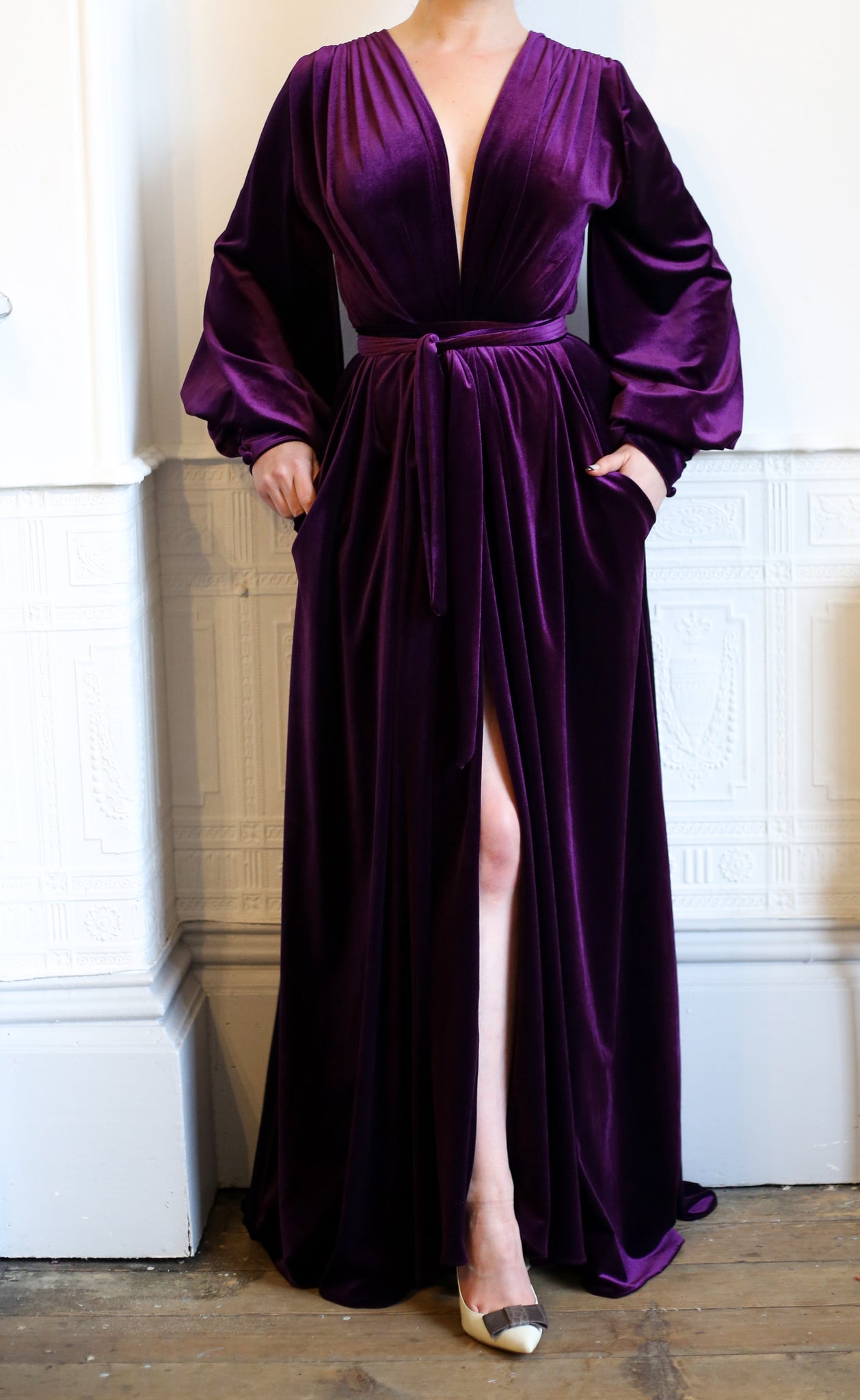 purple velvet gown