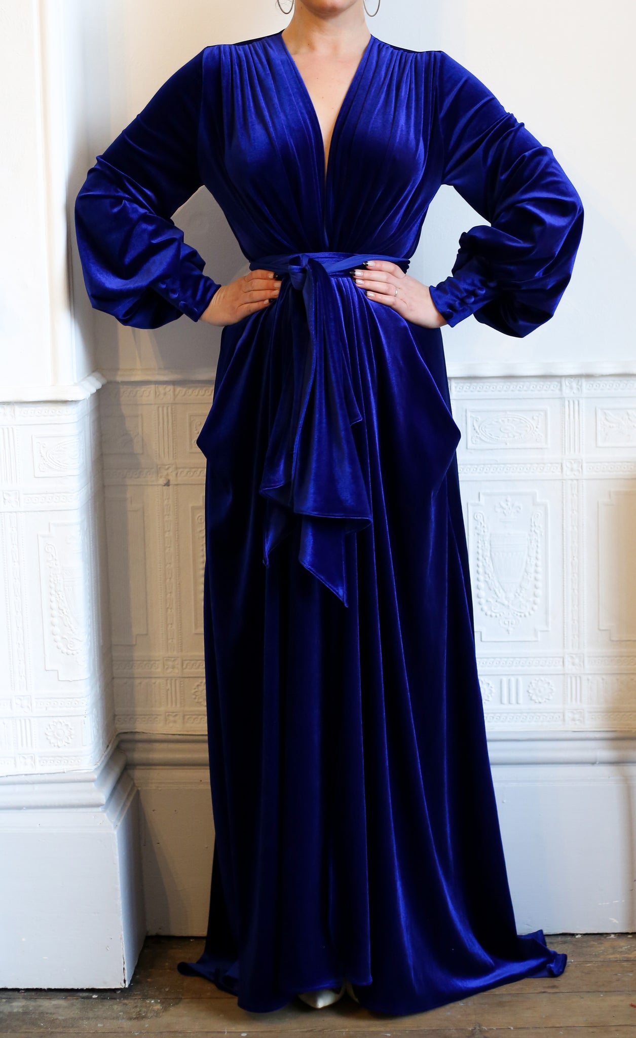 royal blue velvet gown