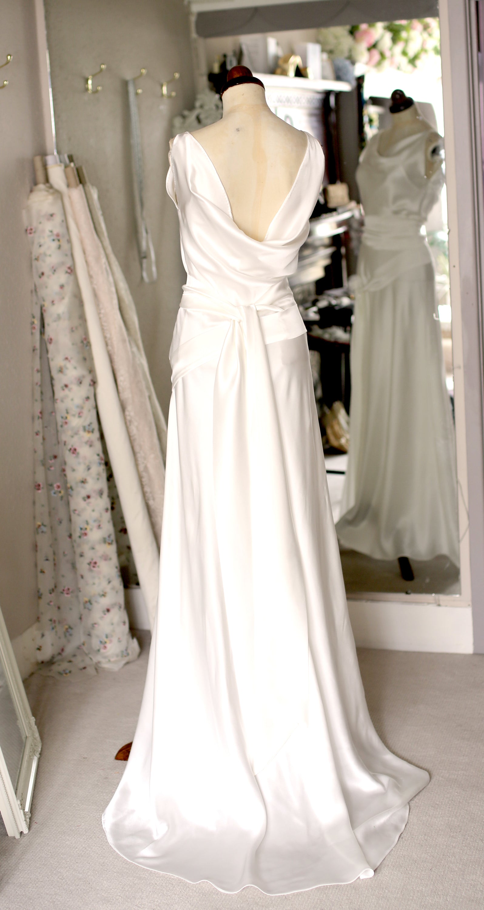 Bespoke Silk Satin Bias Cut Wedding Dress – ALEXANDRAKING