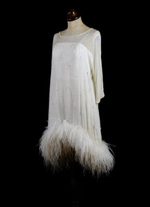 Freya - Freya - Beaded Silk Ostrich Mini Dress – ALEXANDRAKING