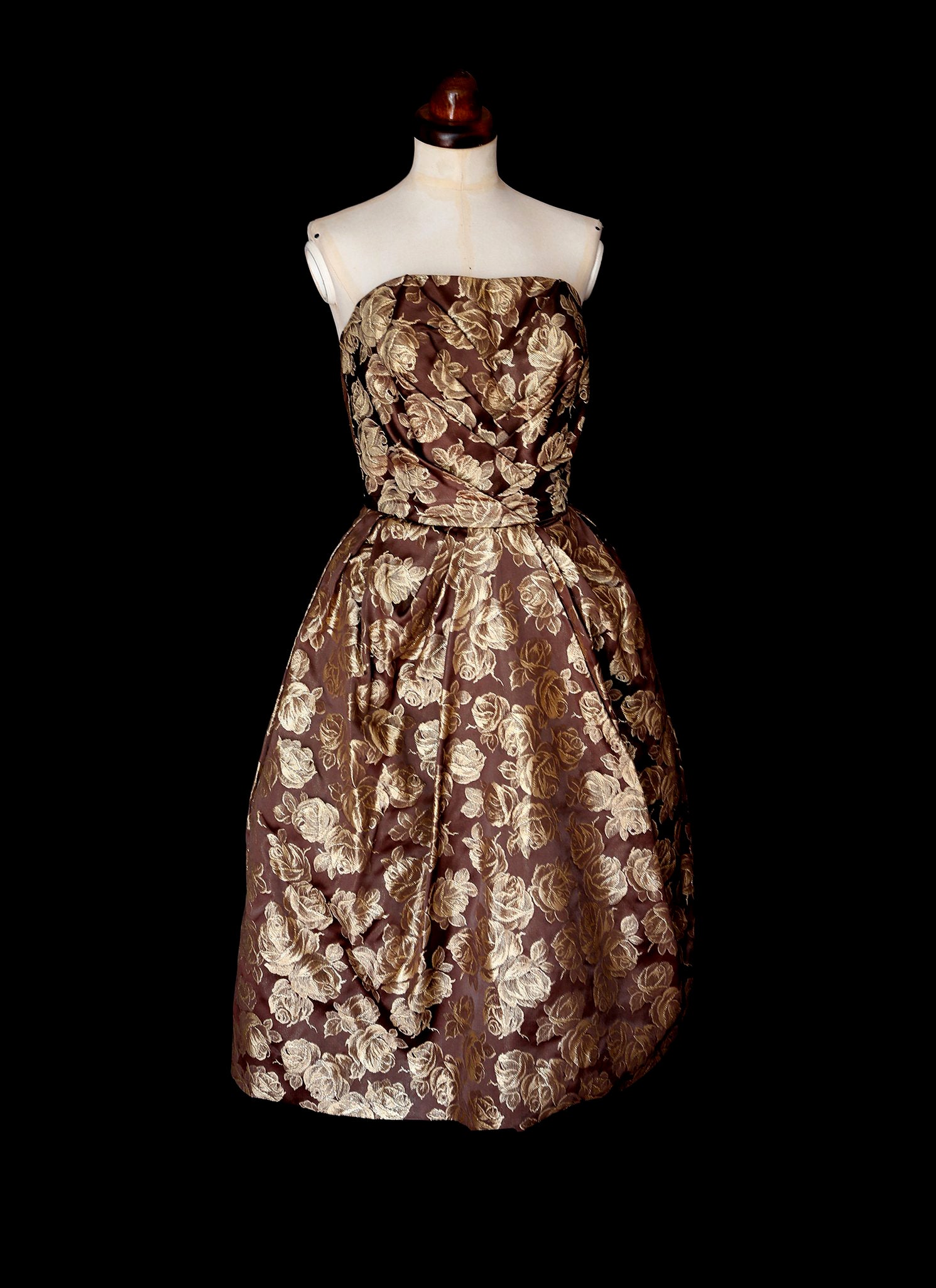 gold vintage dress 1950s cocktail