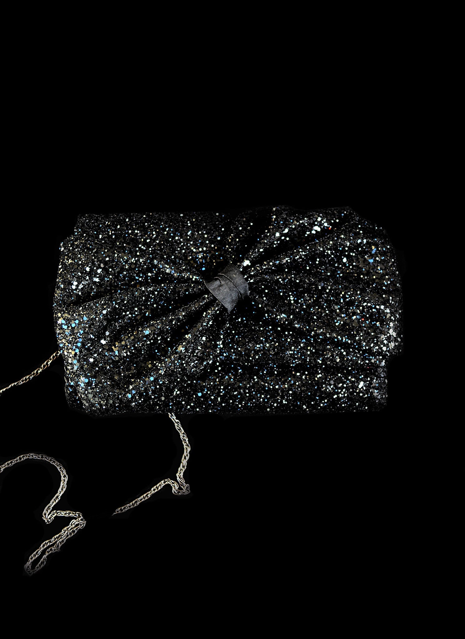 black shimmer clutch bag