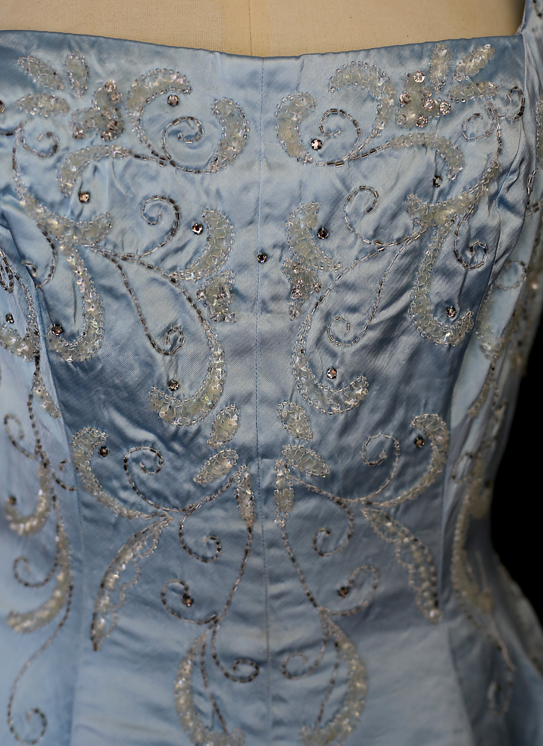 RESERVED Vintage 1950s Blue Beaded Satin Dress – ALEXANDRAKING