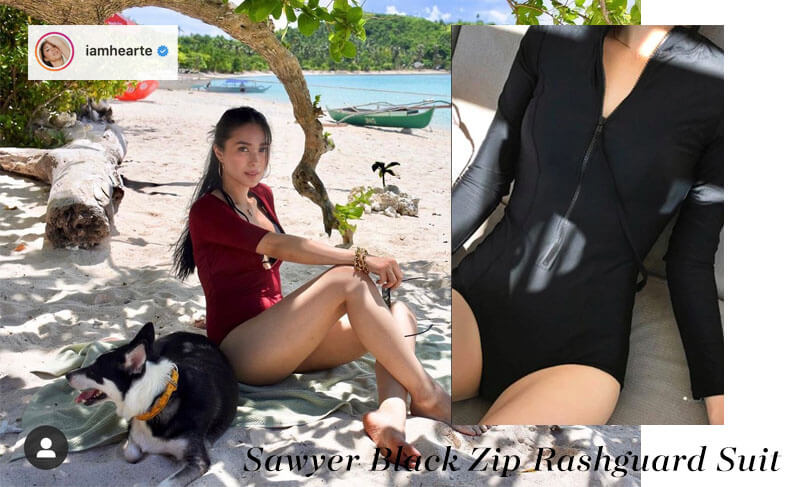 EIKA Swimwear PH | Heart Evangelista x Sawyer Black Zip Rashguard Suit