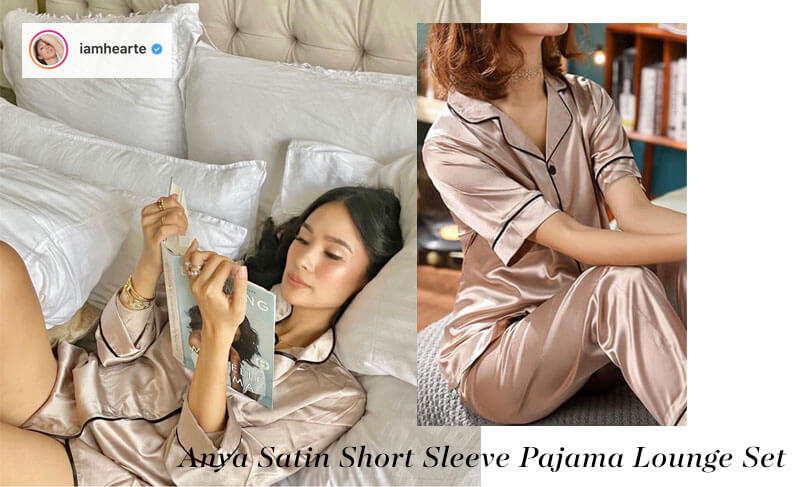 EIKA Swimwear PH | Heart Evangelista x Anya Satin Short Sleeve Pajama Lounge Set