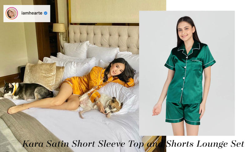 EIKA Swimwear PH | Heart Evangelista x Kara Satin Short Sleeve Top and Shorts Lounge Set