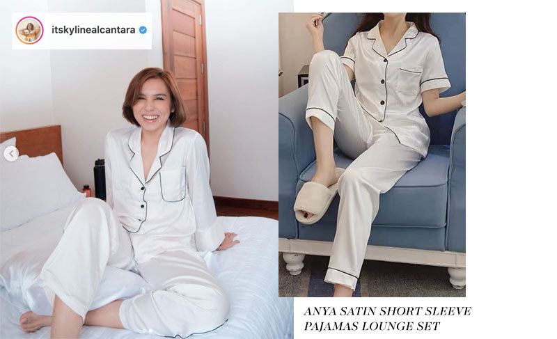 EIKA Swimwear Philippines | Kyline Alcantara x Anya Satin Short Sleeve Pajamas Lounge Set