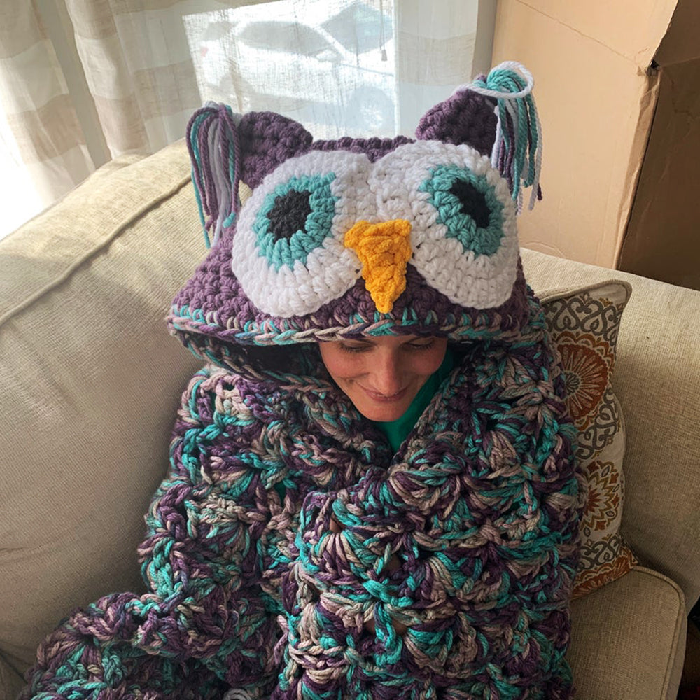 NEW OWL HOODED CROCHET BLANKET BY EMPIRE NOW ON SALE Empire Gift Shop