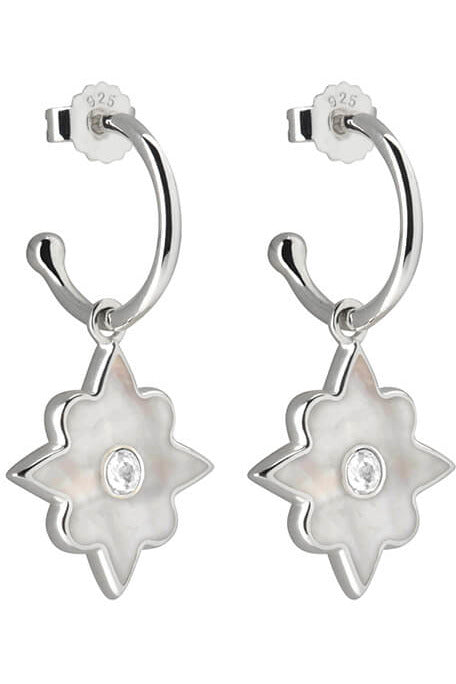 murkani temple moon small hoop earrings with mother of pearl silver