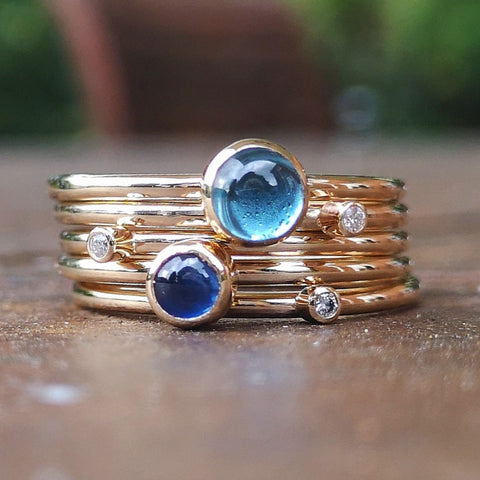 Solid gold Birthstone Stacking Rings