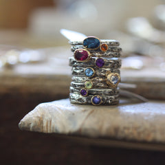 British Handmade silver and gold gemstone rings