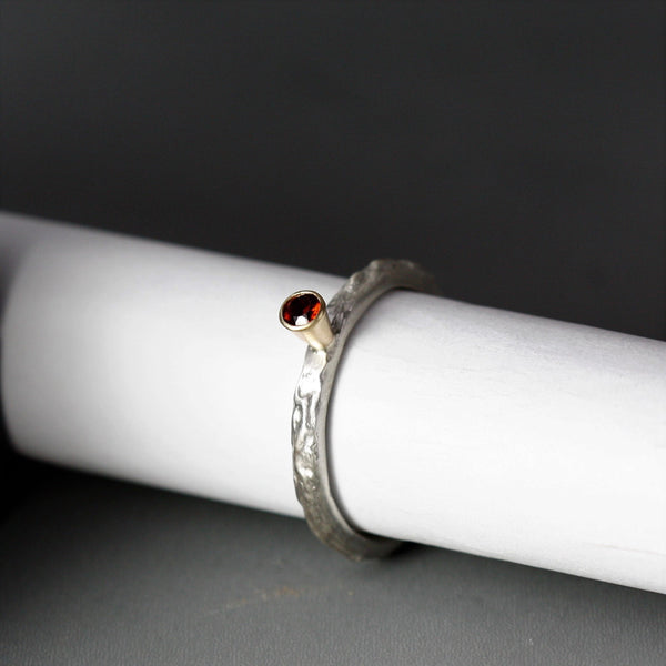 July Ruby birthstone silver and gold handmade ring